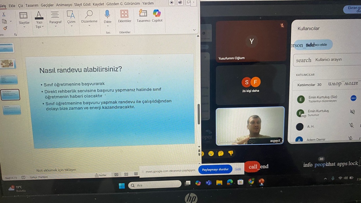Okul Rehberlik Servisinden Velilere Tanıtım Toplantısı